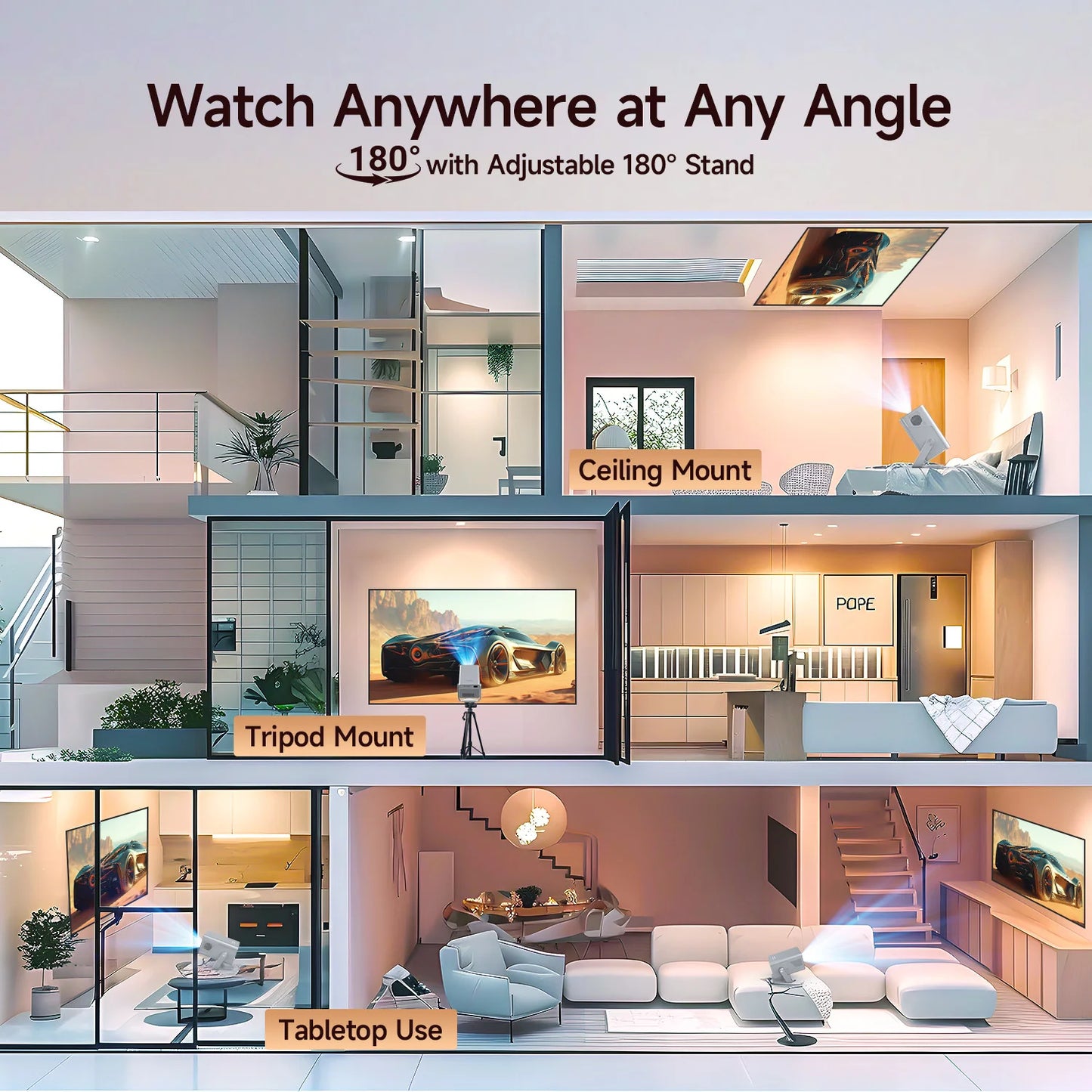 Magcubic 8K 1080P Outdoor Home Theater Projector With Android