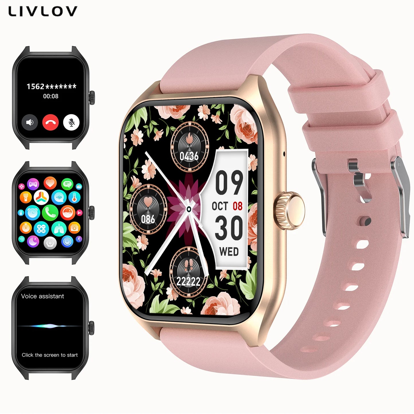 LIVLOVCP AI Voice Assistant Smartwatch For Men Women Health Tracker