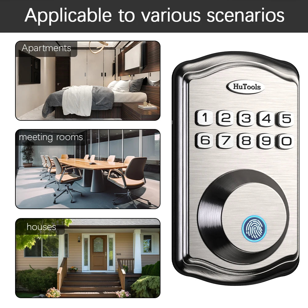 Hutools Smart Keypad Door Lock With Fingerprint 20 Codes