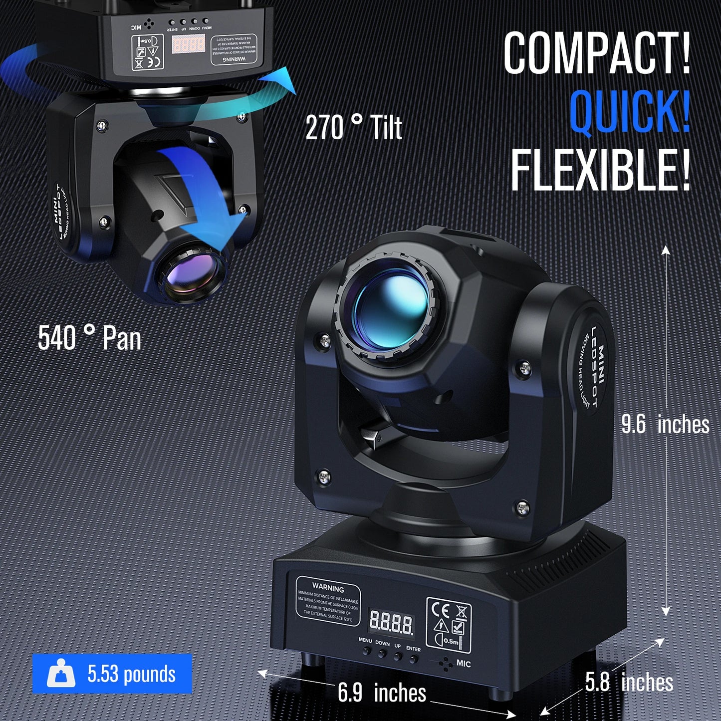 Rudderstar 2 Pack 30W Moving Head Lighting DMX Voice Control