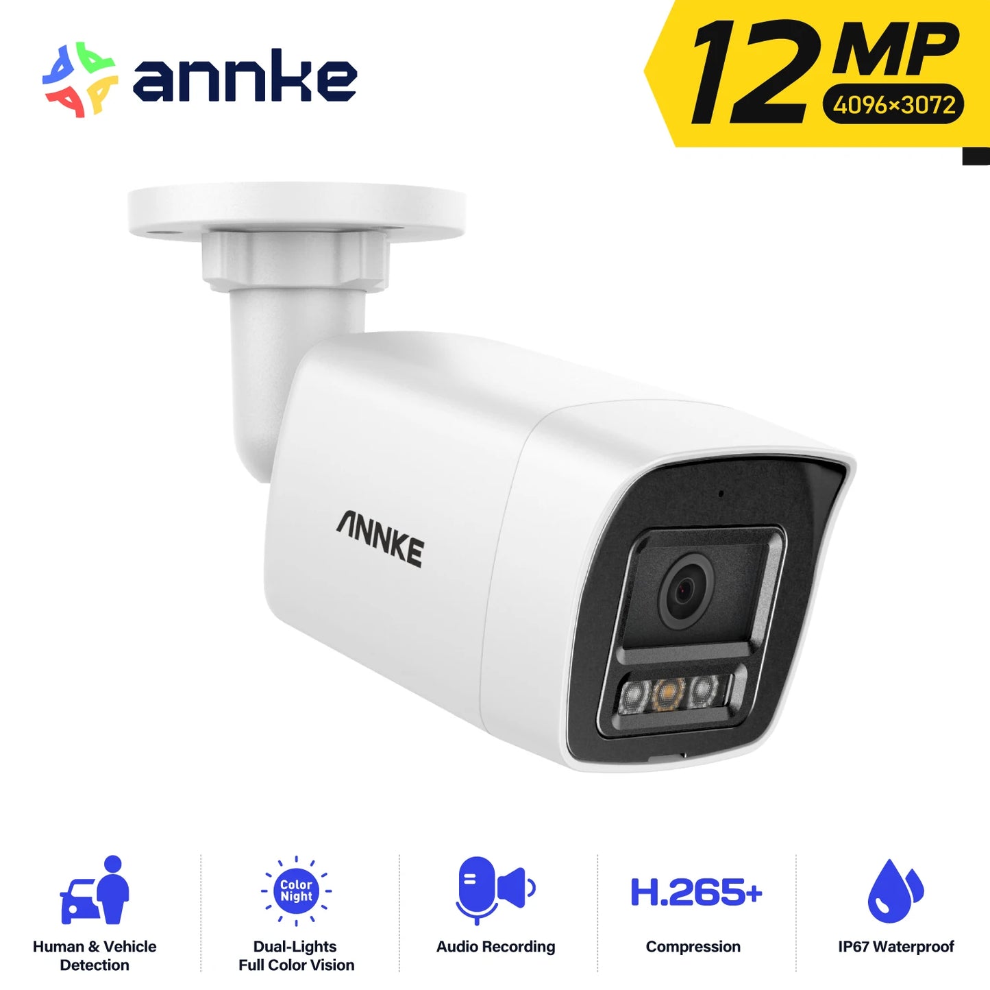 ANNKE 12MP 3K Outdoor Dual Light PoE Security Camera IP67