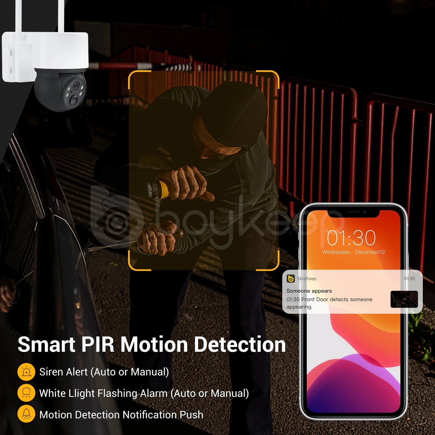 BoyKeep 3MP WiFi Camera 355 Pan Night Vision IP66 Two-Way