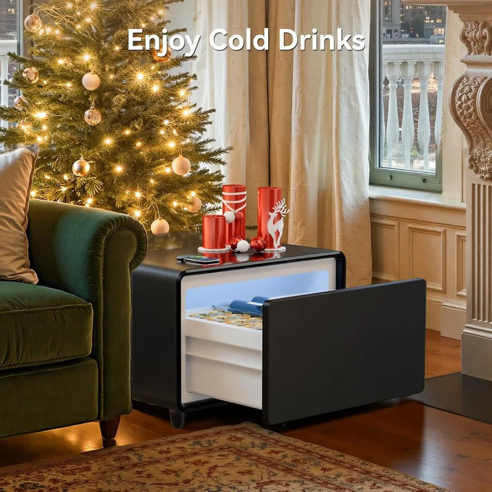 Smart Nightstand With Built-In Fridge And Wireless Charging