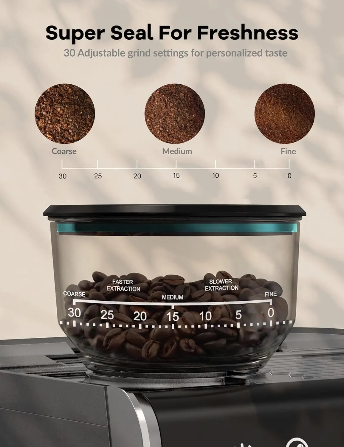 Acekool 20 Bar Espresso Machine With Integrated Grinder For Latte