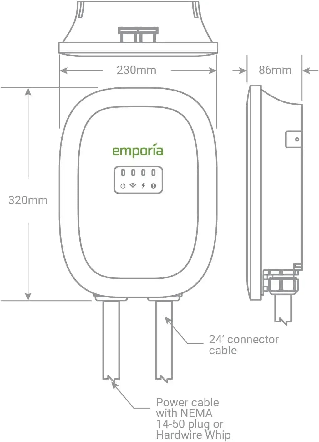 Level 2 EV Charger 48A Smart WiFi EVSE UL EnergyStar