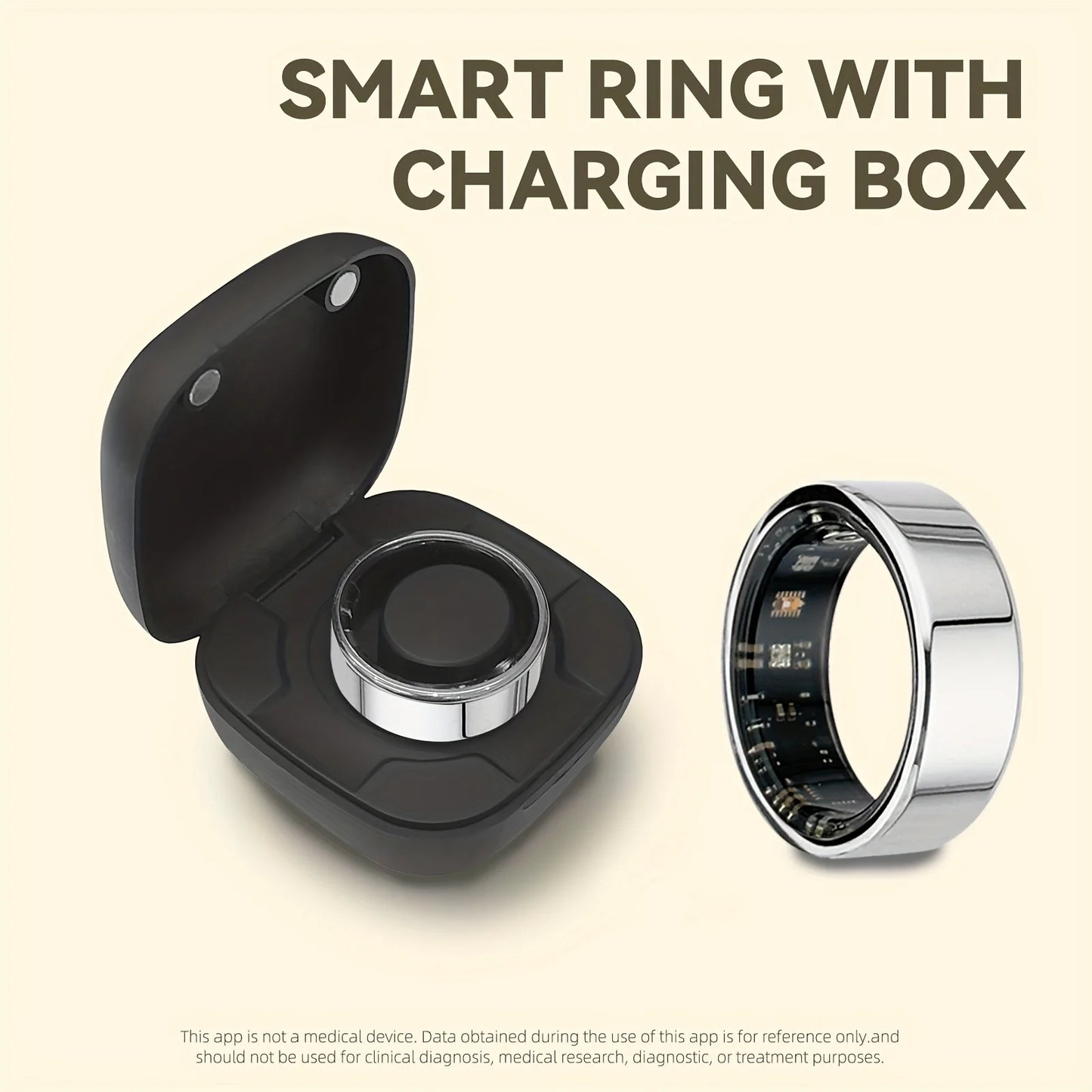 Odelettevcy Smart Ring Health Tracker Heart Rate Blood Oxygen IP68