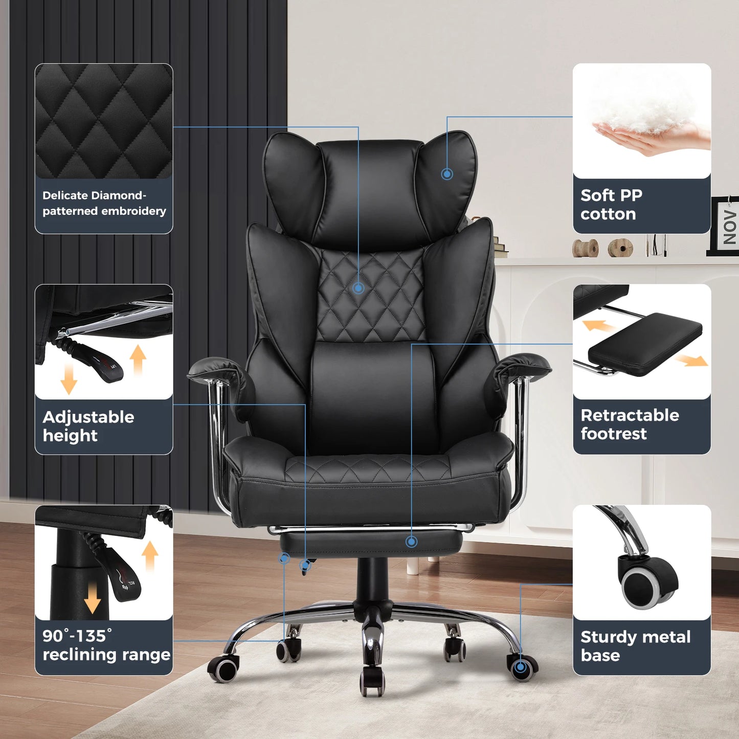 COMHOMA Big and Tall Gaming Chair With Pocket Spring Lumbar