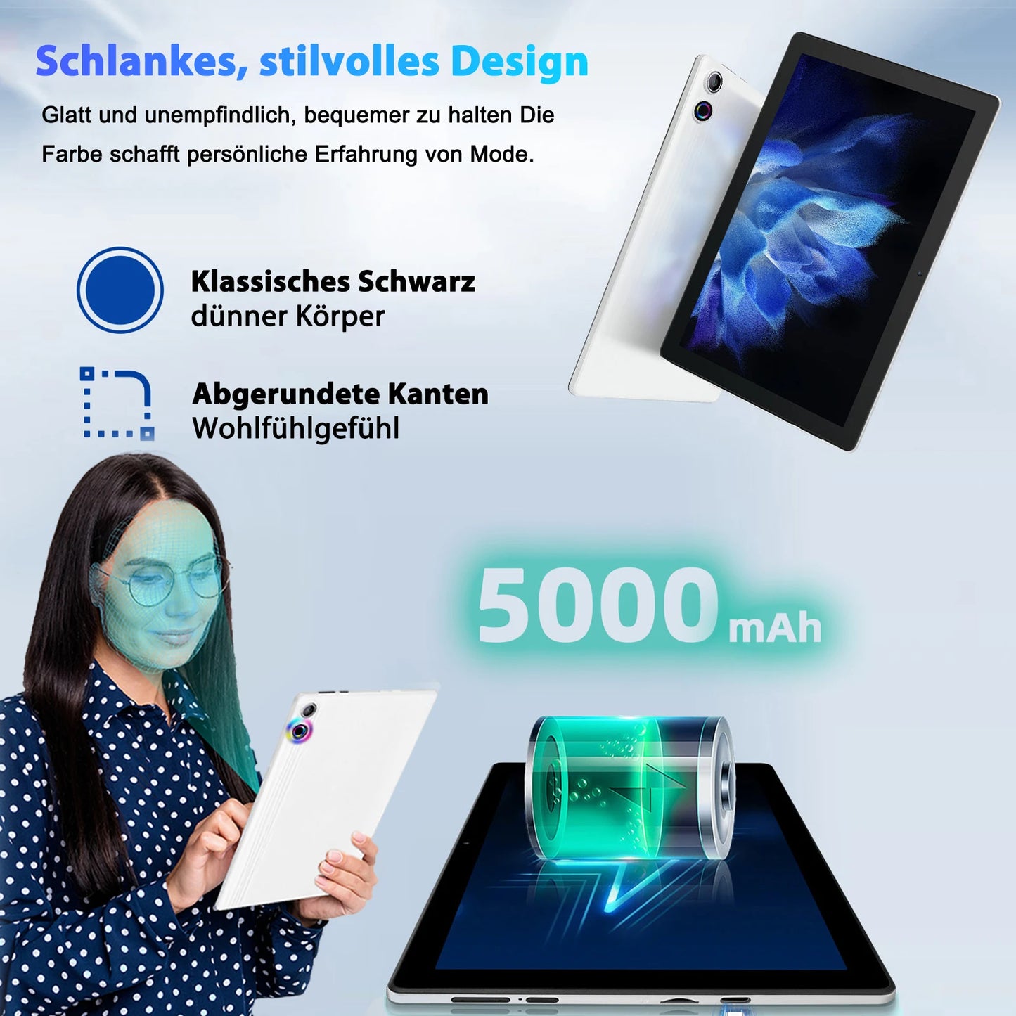 URAO 10 Inch Android Tablet Octa Core RAM Face Unlock