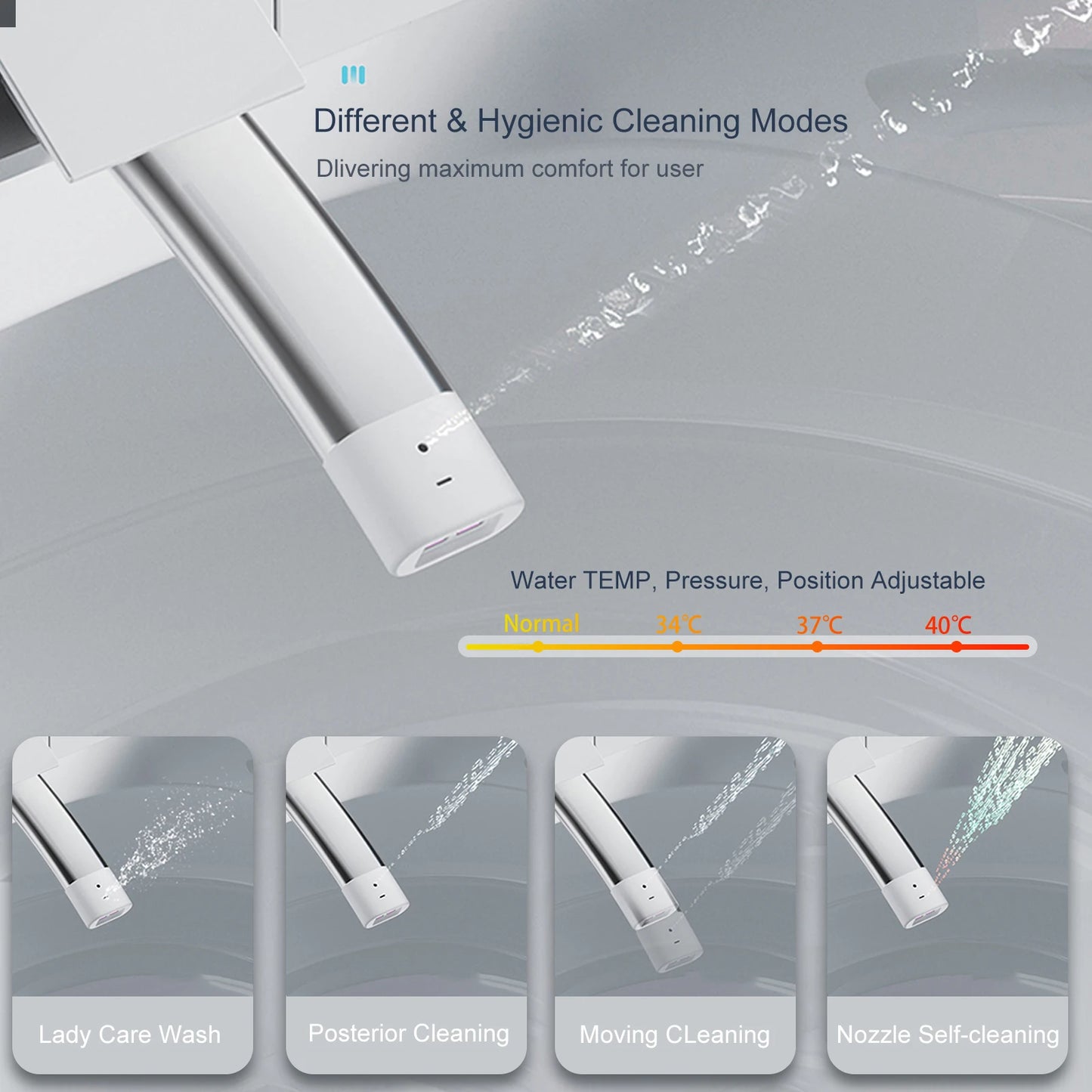 ADA Elongated One-Piece Heated Bidet Toilet With Warm Water Sprayer