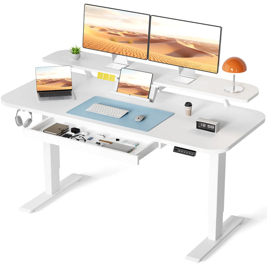 Electric Standing Desk With Drawers Sit Stand Height Adjustable Ergonomic Desk