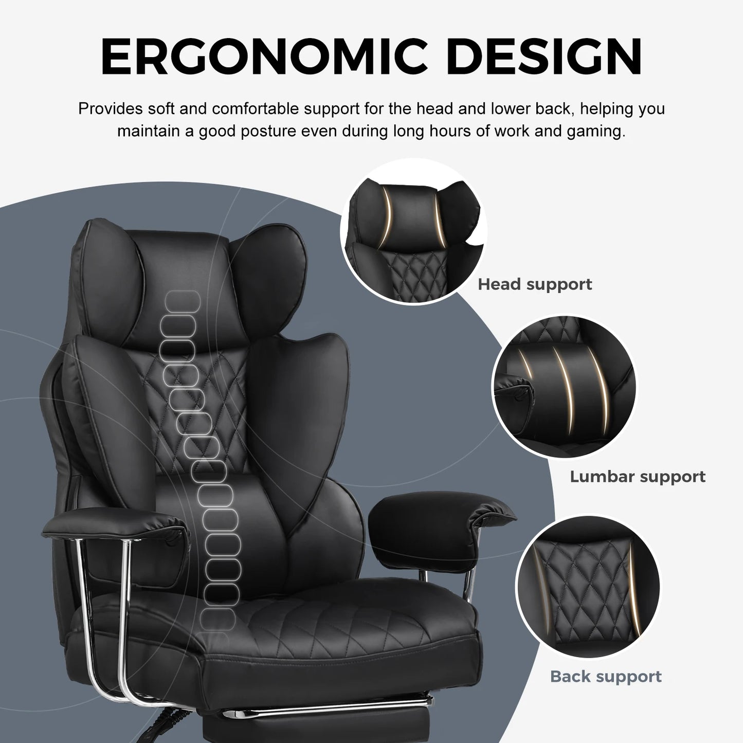 COMHOMA Big and Tall Gaming Chair With Pocket Spring Lumbar