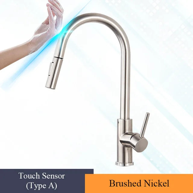 Wanmivezlo Pull Out Touch Sensor Kitchen Faucet With 360 Rotation