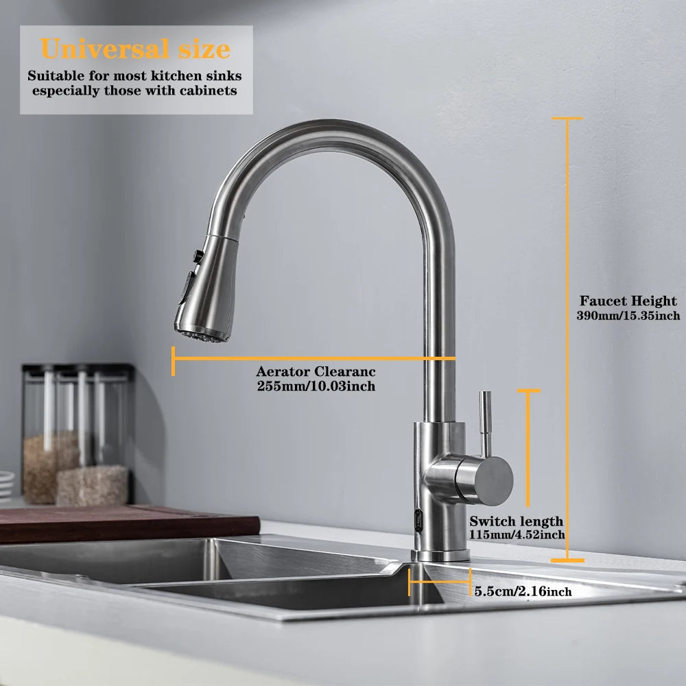DQOK Touchless Kitchen Faucet With Infrared Sensor Pull-Out