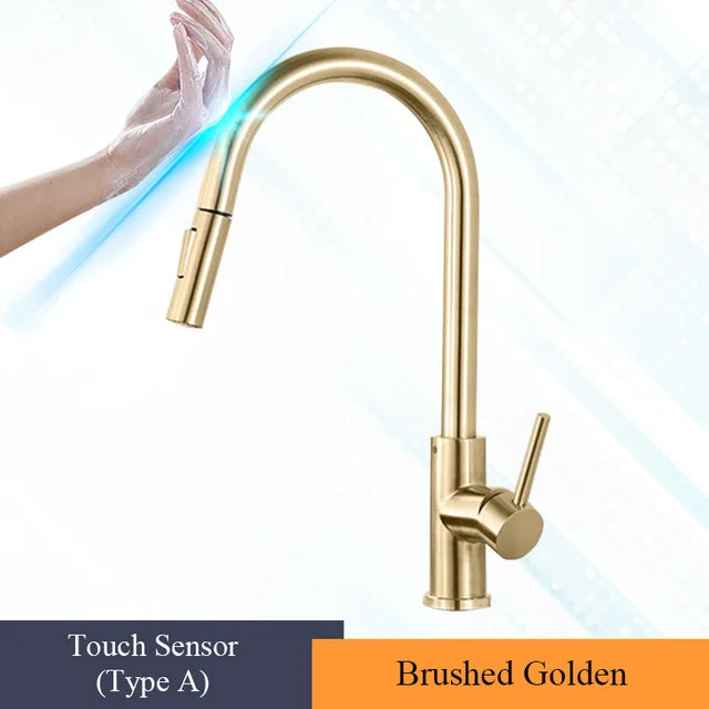 Wanmivezlo Pull Out Touch Sensor Kitchen Faucet With 360 Rotation