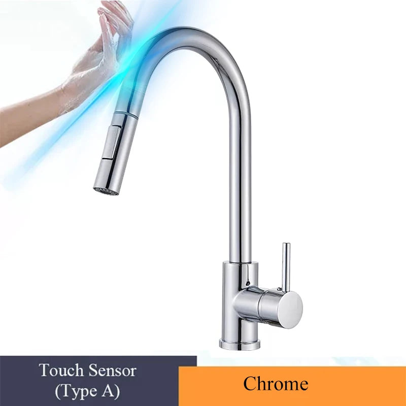Wanmivezlo Pull Out Touch Sensor Kitchen Faucet With 360 Rotation