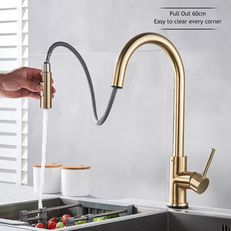 Wanmivezlo Pull Out Touch Sensor Kitchen Faucet With 360 Rotation