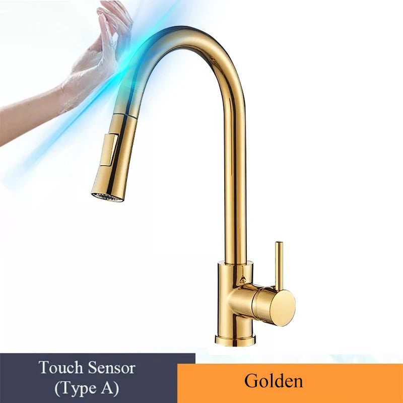 Wanmivezlo Pull Out Touch Sensor Kitchen Faucet With 360 Rotation