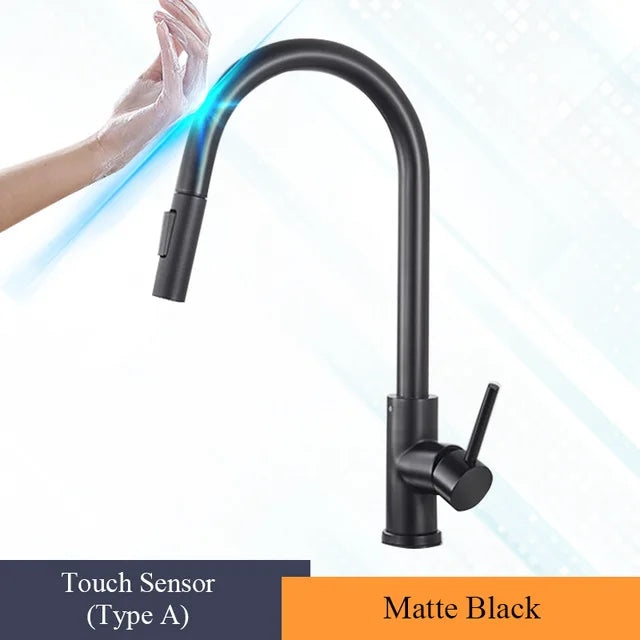 Pull Out Touch Sensor Kitchen Faucet 360 Rotation Smart Kitchen Faucet Sensor Tap Faucet Single Handle Mixer Tap