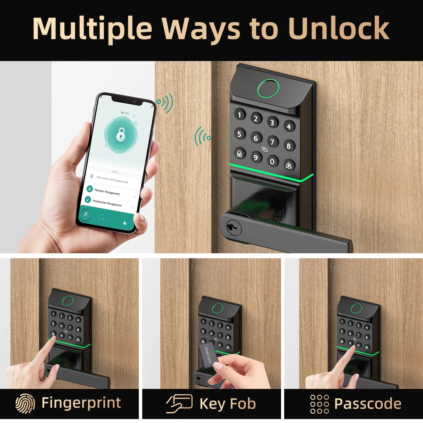 Viladepot Smart Lock Fingerprint Door Lock With Bluetooth App Control