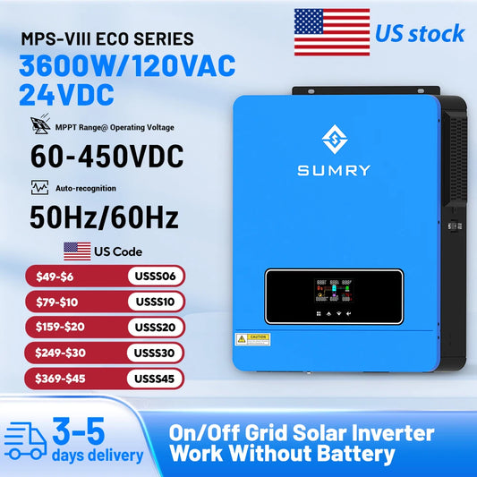 Sumry 3600W 24V To 120V Pure Sine Wave Inverter System