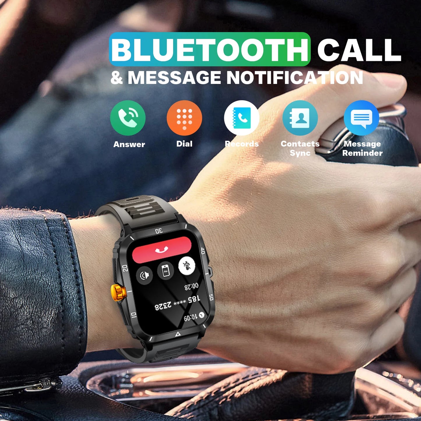 EIGIIS KT71 Smartwatch 3ATM Waterproof Heart Rate Blood Pressure Bluetooth