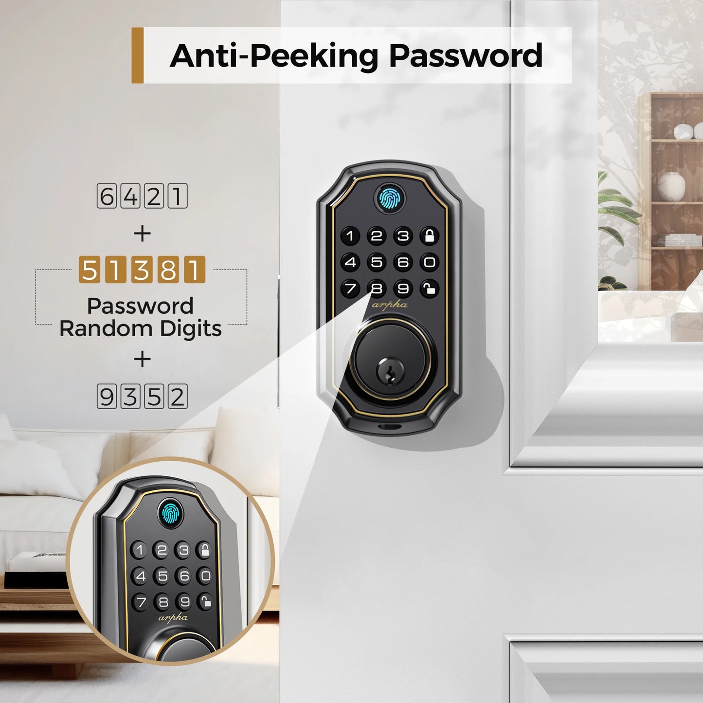 Arpha D280 Smart Fingerprint 5-In-1 Keypad Door Lock