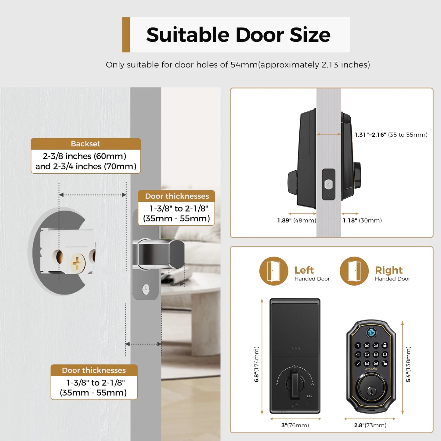 Arpha D280 Smart Fingerprint 5-In-1 Keypad Door Lock