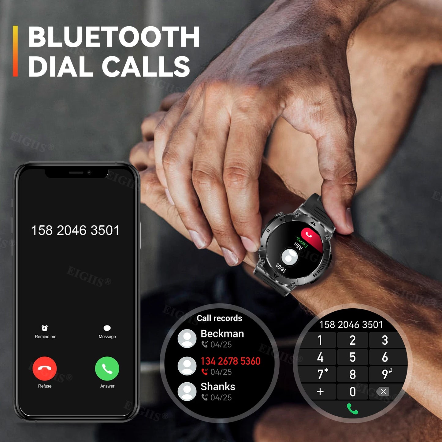 LaNikar Smart Watch Men TFT Bluetooth Call Blood Pressure Monitor