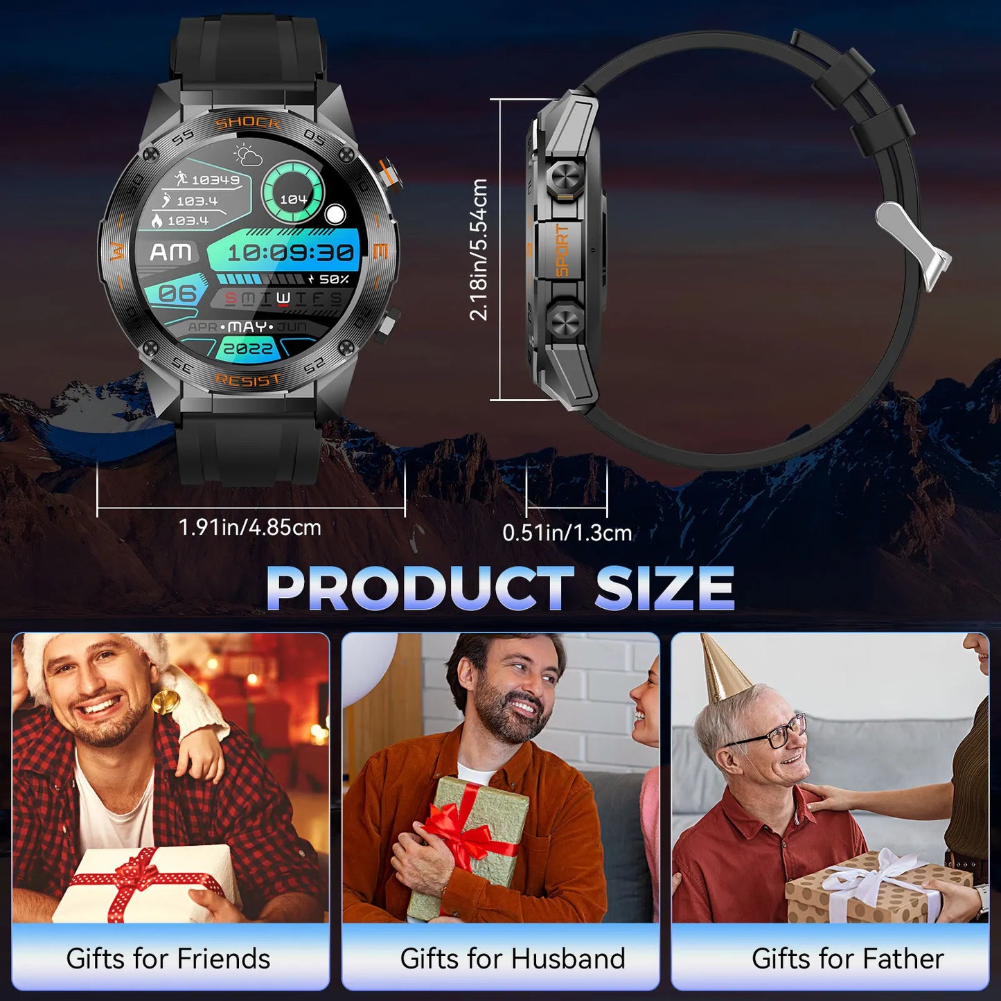 LaNikar Military Smartwatch for Men with Heart Rate Tracking
