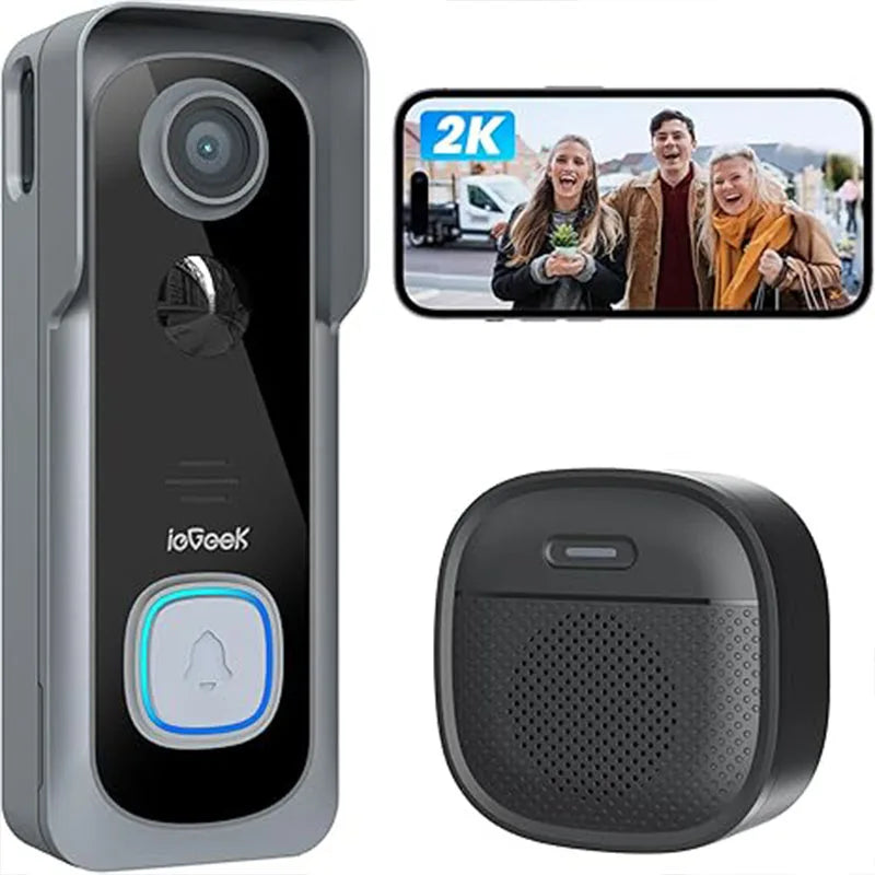 IeGeek 2K Wireless Doorbell Camera With AI Motion Detection