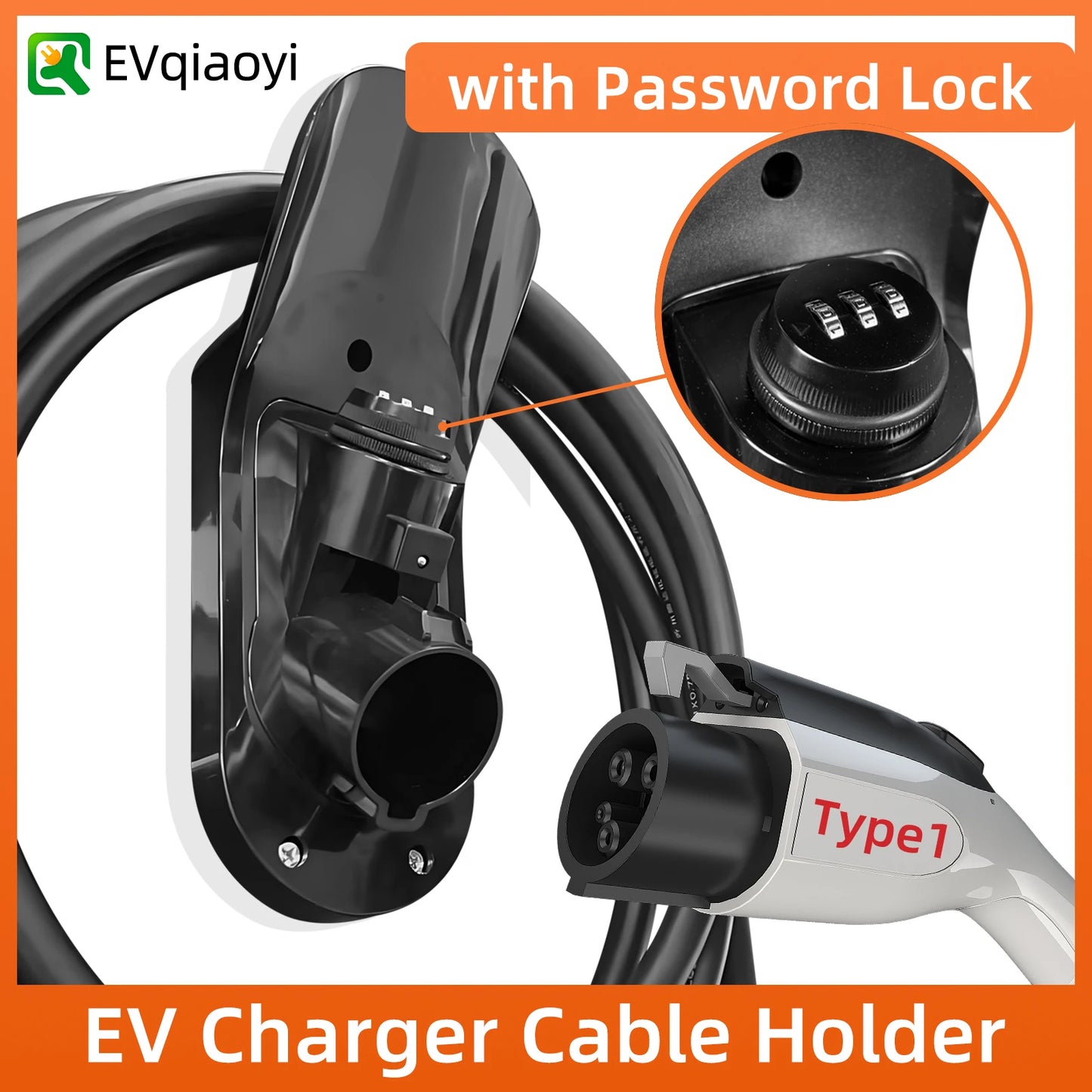 EVqiaoyi J1772 Lockable Wall Mount For EV Charger Holder
