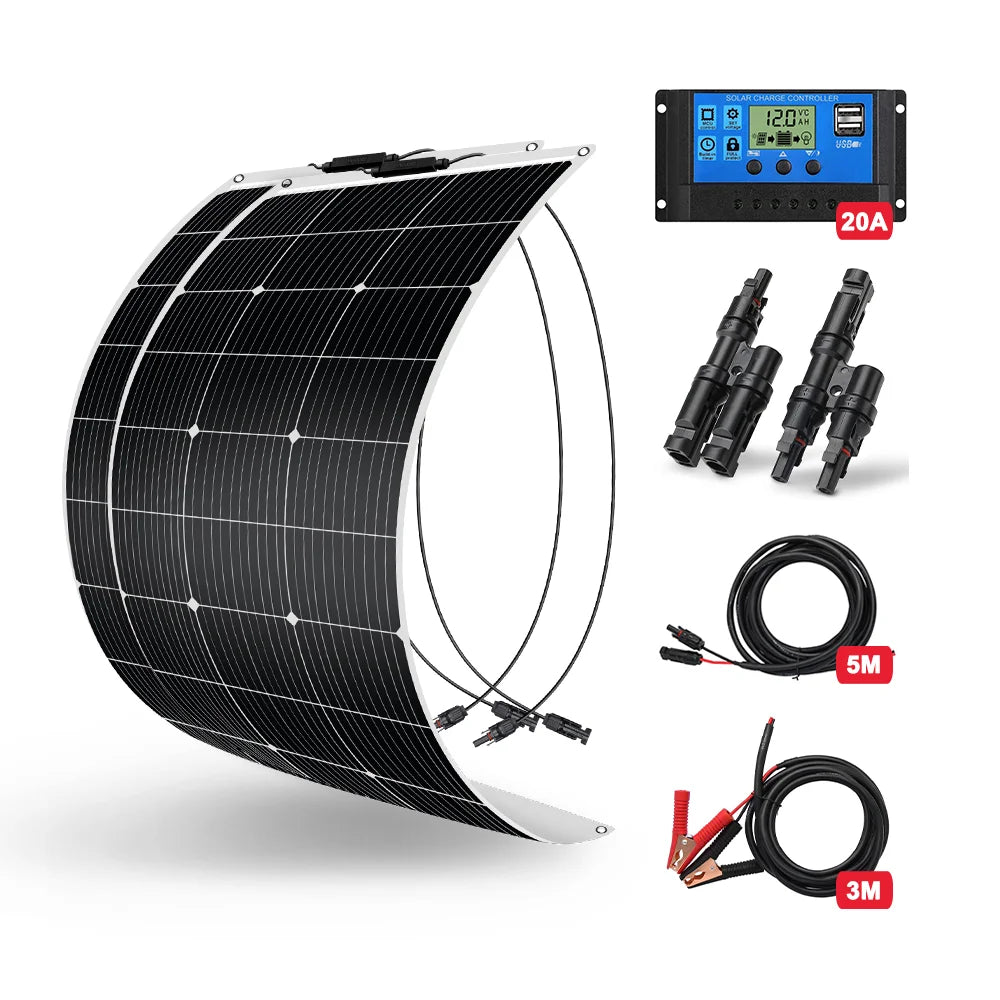 DOKIO Flexible Solar Panel 18V Waterproof Monocrystalline Camping