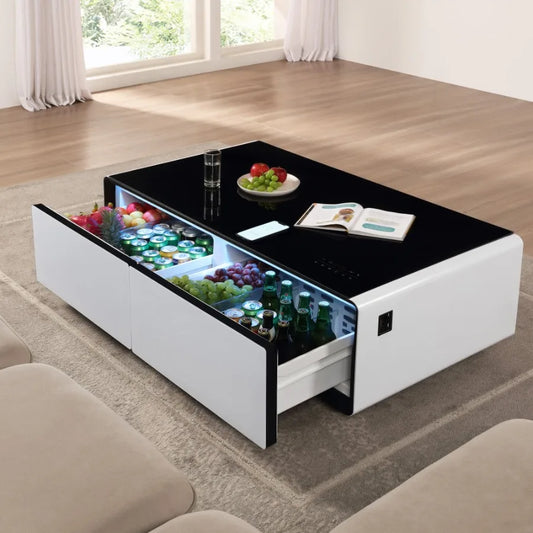 Modern Smart Coffee Table With Builtin Fridge Bluetooth Speaker