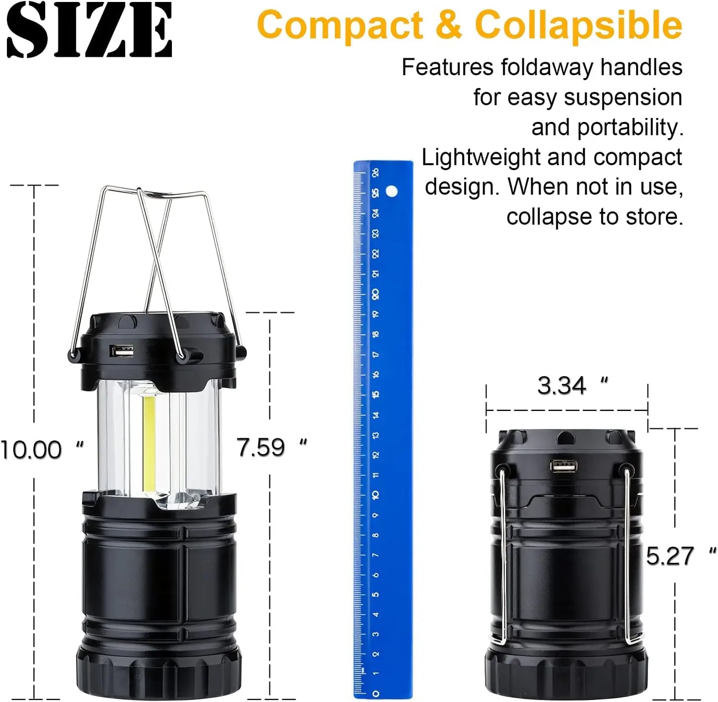 XMSJ Solar USB Rechargeable COB LED Camping Lantern Magnetic Base