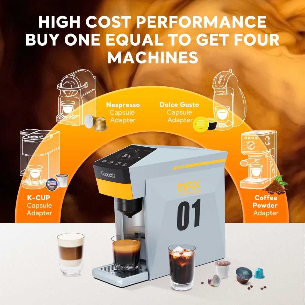 Capadeli 4-In-1 Espresso Machine For K Cups And Ground Coffee