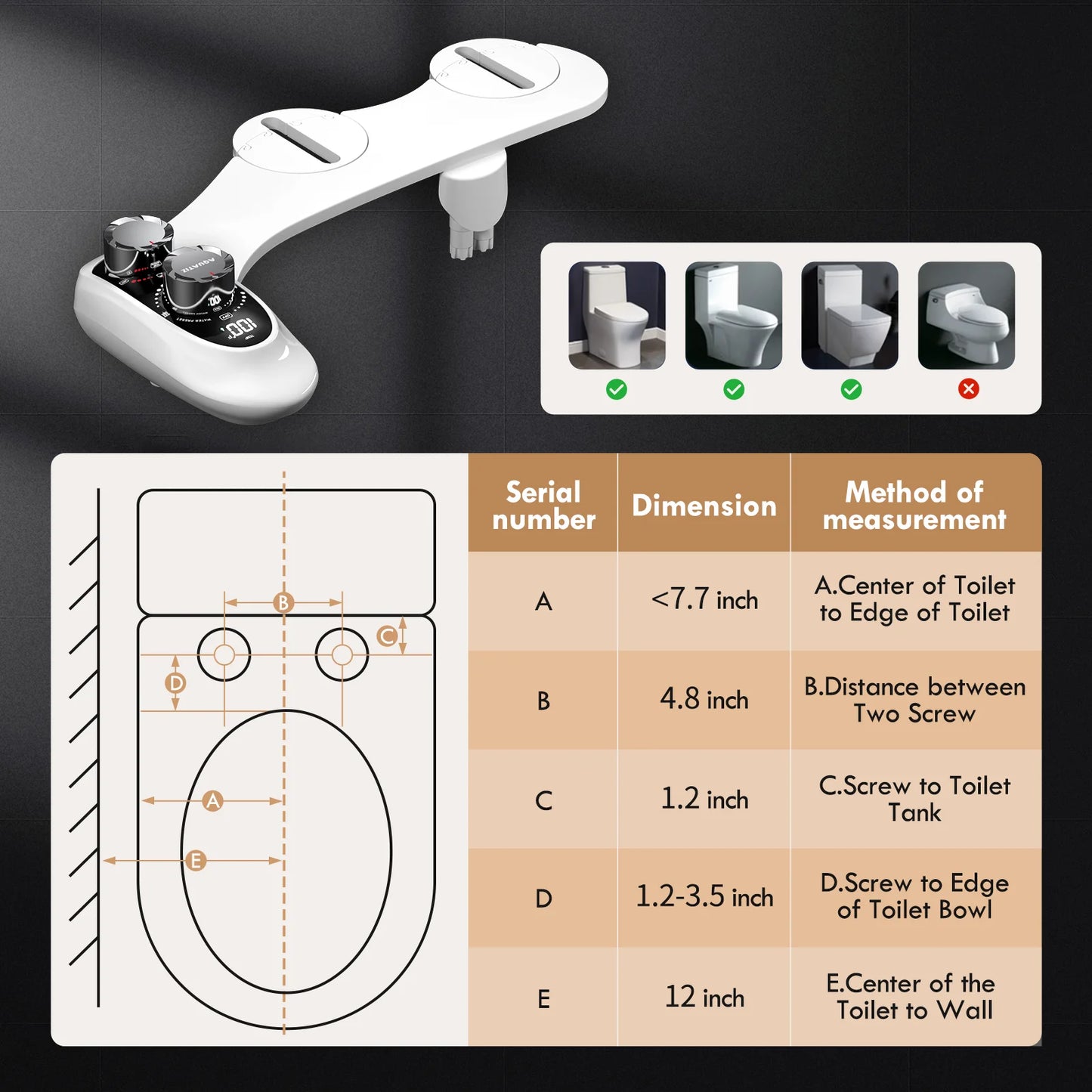 AQUATIZ Dual Temperature Non-Electric Bidet Attachment