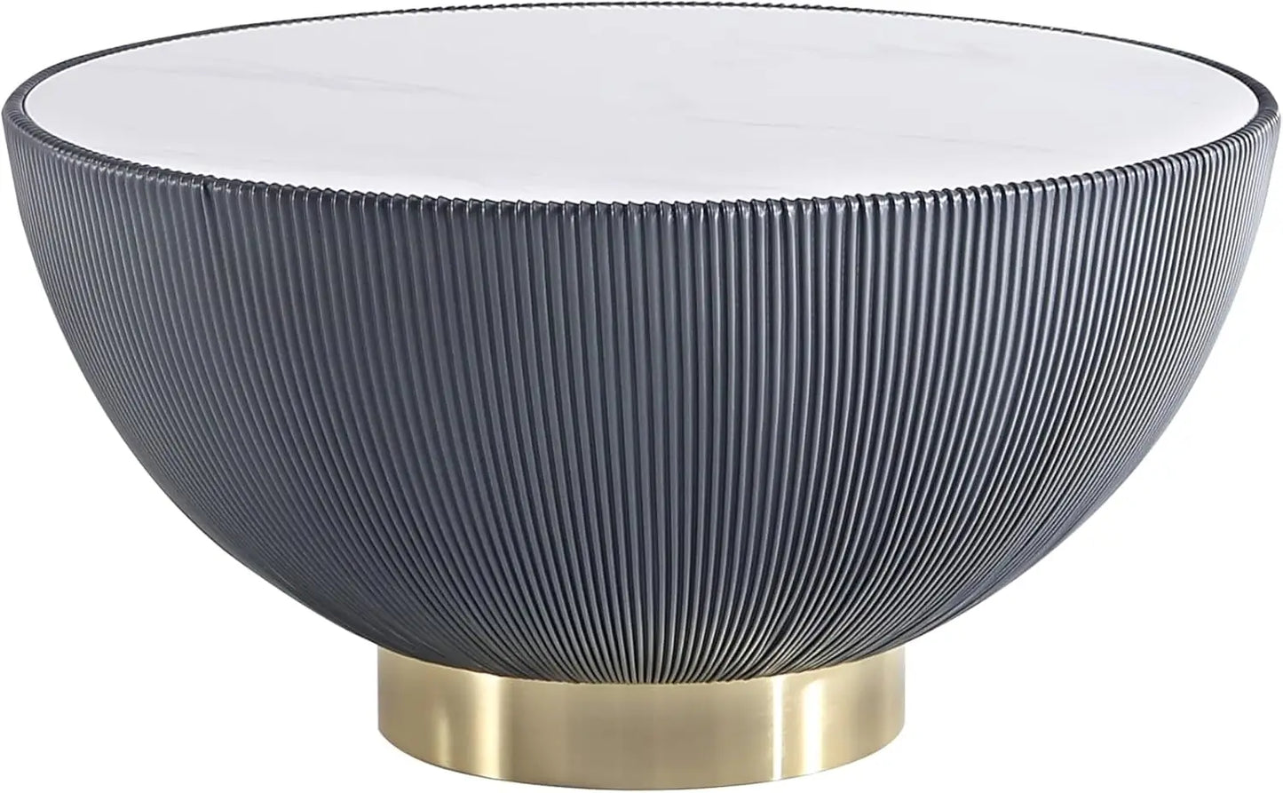 Modern Round Coffee Table Ceramic Marble Top Stainless Steel Frame