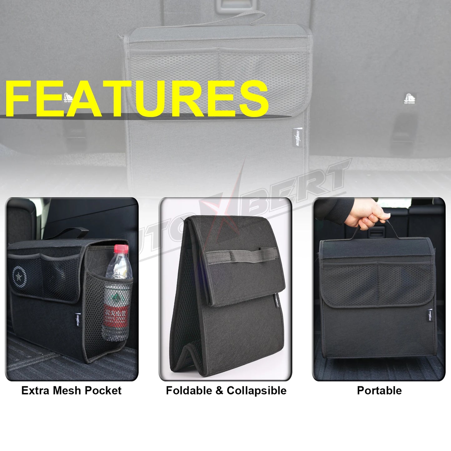 XUKEY Collapsible Car Trunk Organizer Felt Boot Bag Universal