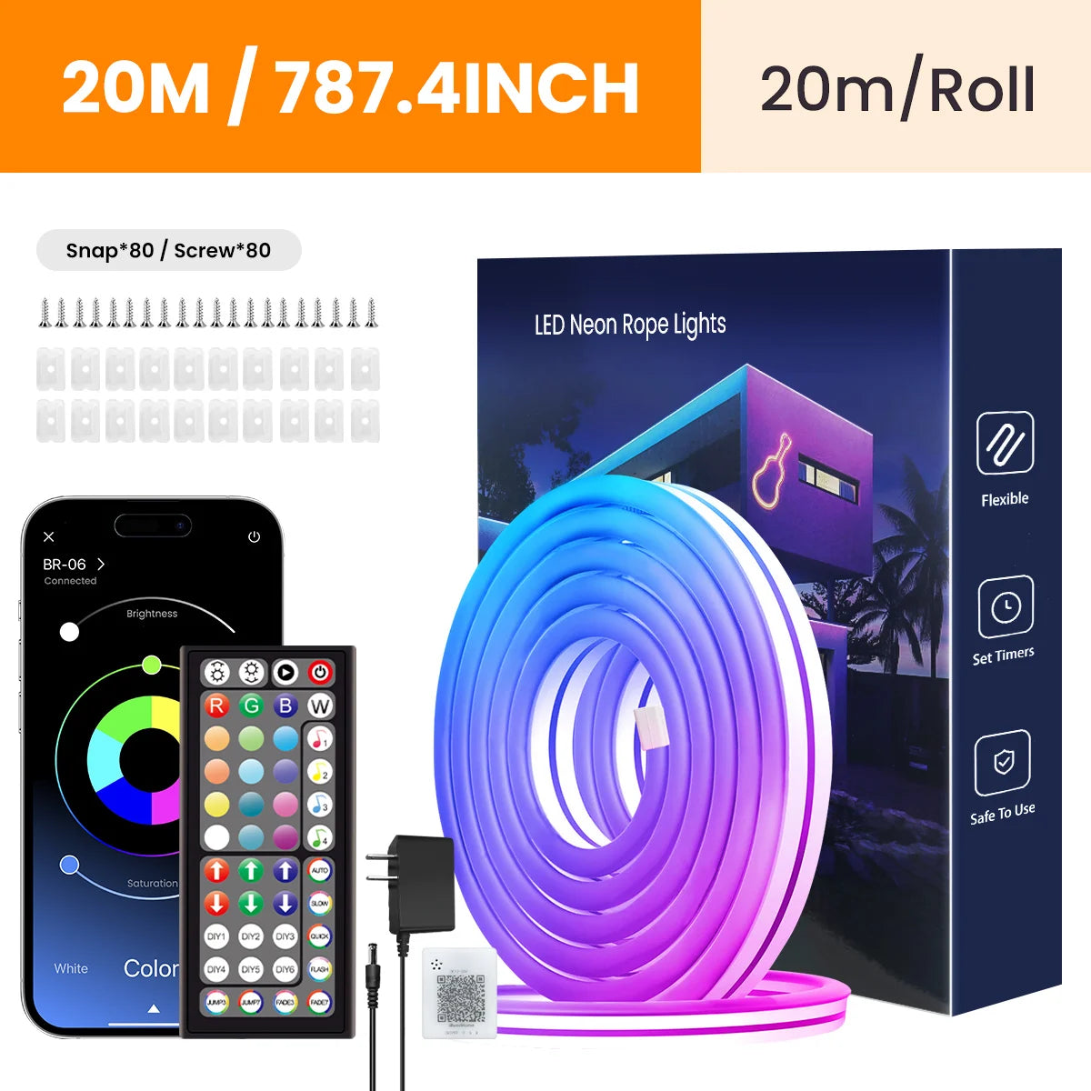 Aiopp Neon LED Rope Lights RGB Strip Remote App Control