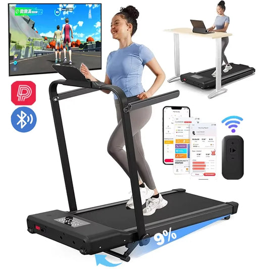 Compact Walking Pad Treadmill With 9 Percent Incline Under Desk