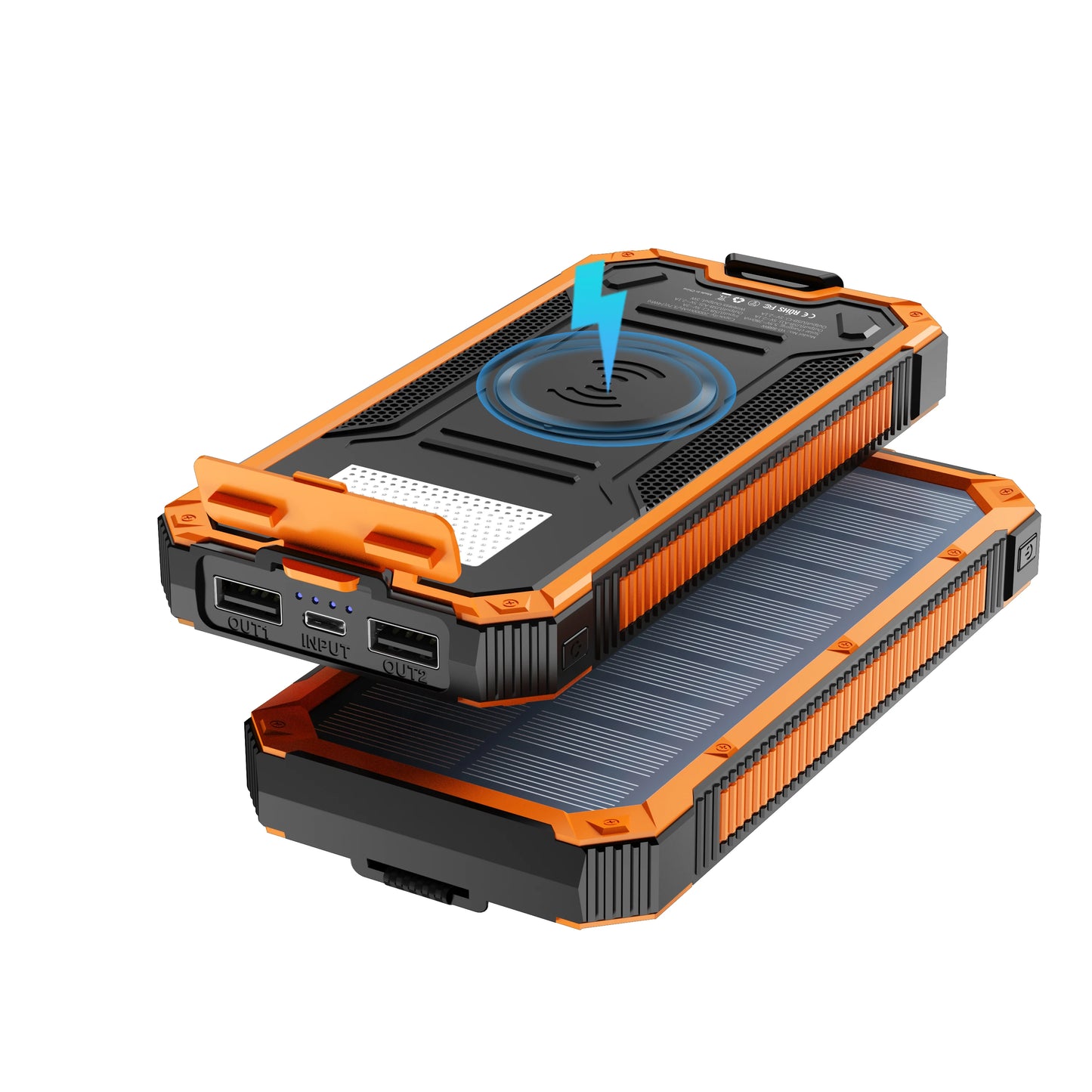 Solar Power Bank Wireless Charger 20000mAh Flashlight