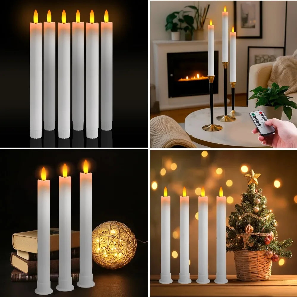 Flameless Flickering LED Taper Candles With 10Key Remote For Window