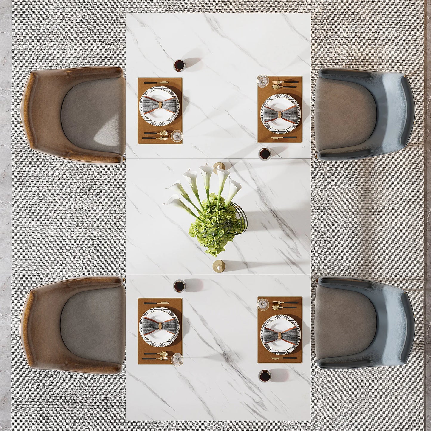 Tribesigns Modern Dining Table for Four to Six Faux Marble