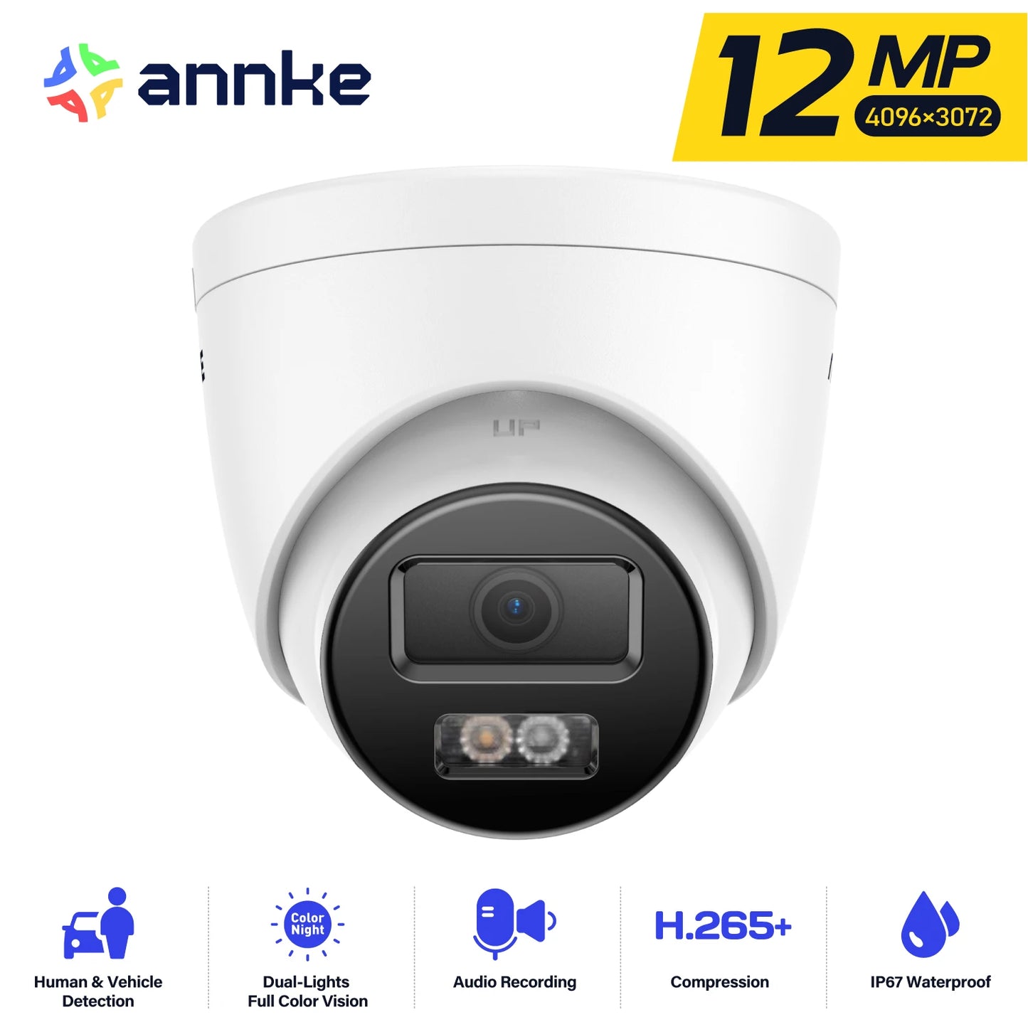 ANNKE 12MP 3K Outdoor Dual Light PoE IP67 Security Camera