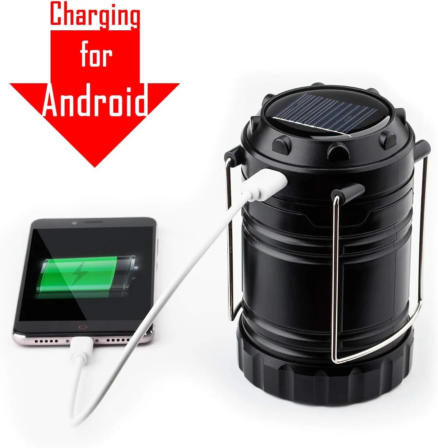 XMSJ Solar USB Rechargeable COB LED Camping Lantern Magnetic Base