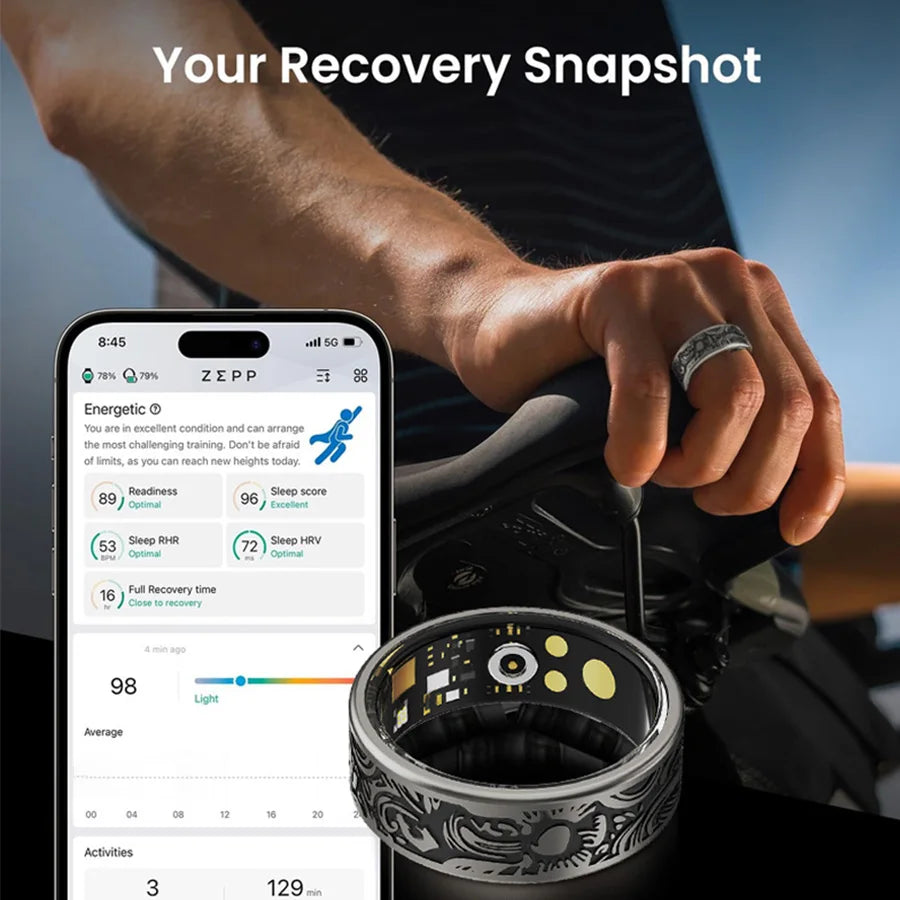 Smart Ring Fitness Tracker IP68 Waterproof Sleep Monitor 20 Modes