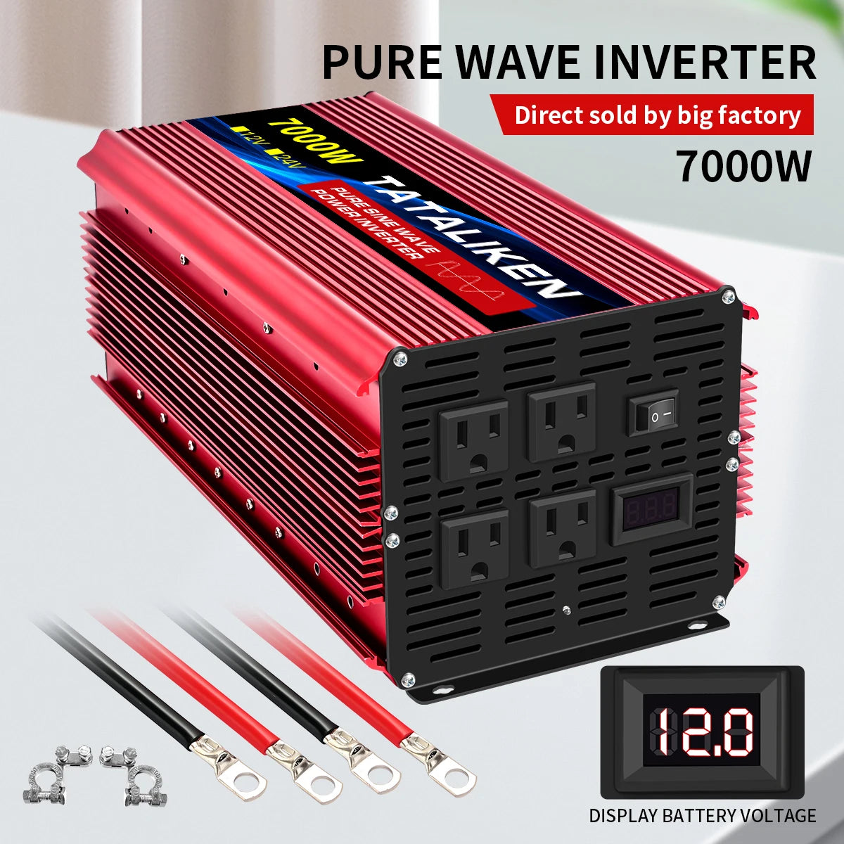 TATALIKEN 12V DC To 110V 60Hz Pure Sine Wave Car Inverter 1000W To 10000W