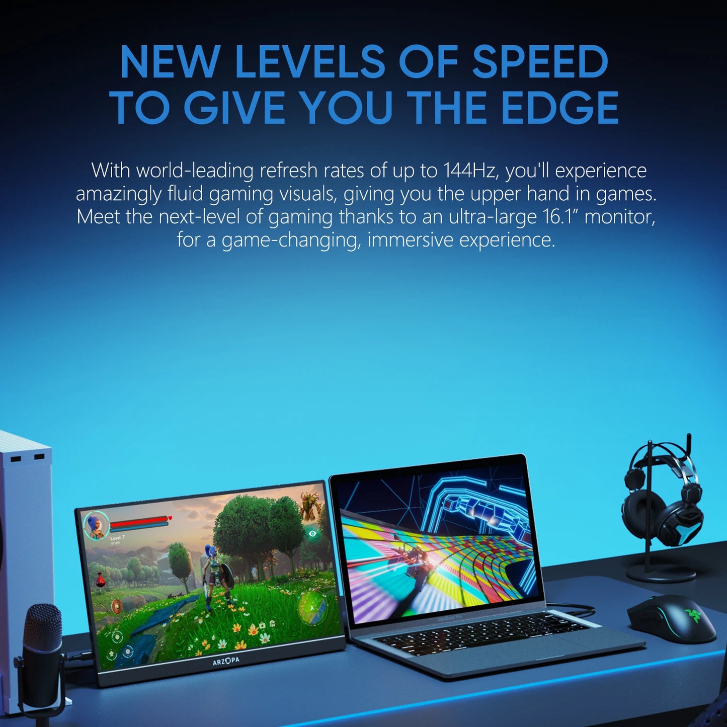 Arzopa Z1FC Portable Gaming Monitor 144Hz HDR 100 Percent sRGB