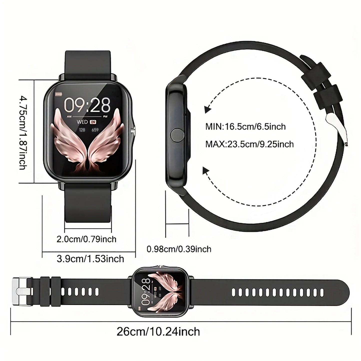 Odelettevcy Smart Watch With Bluetooth 5.0 Call Dial SMS Reminders