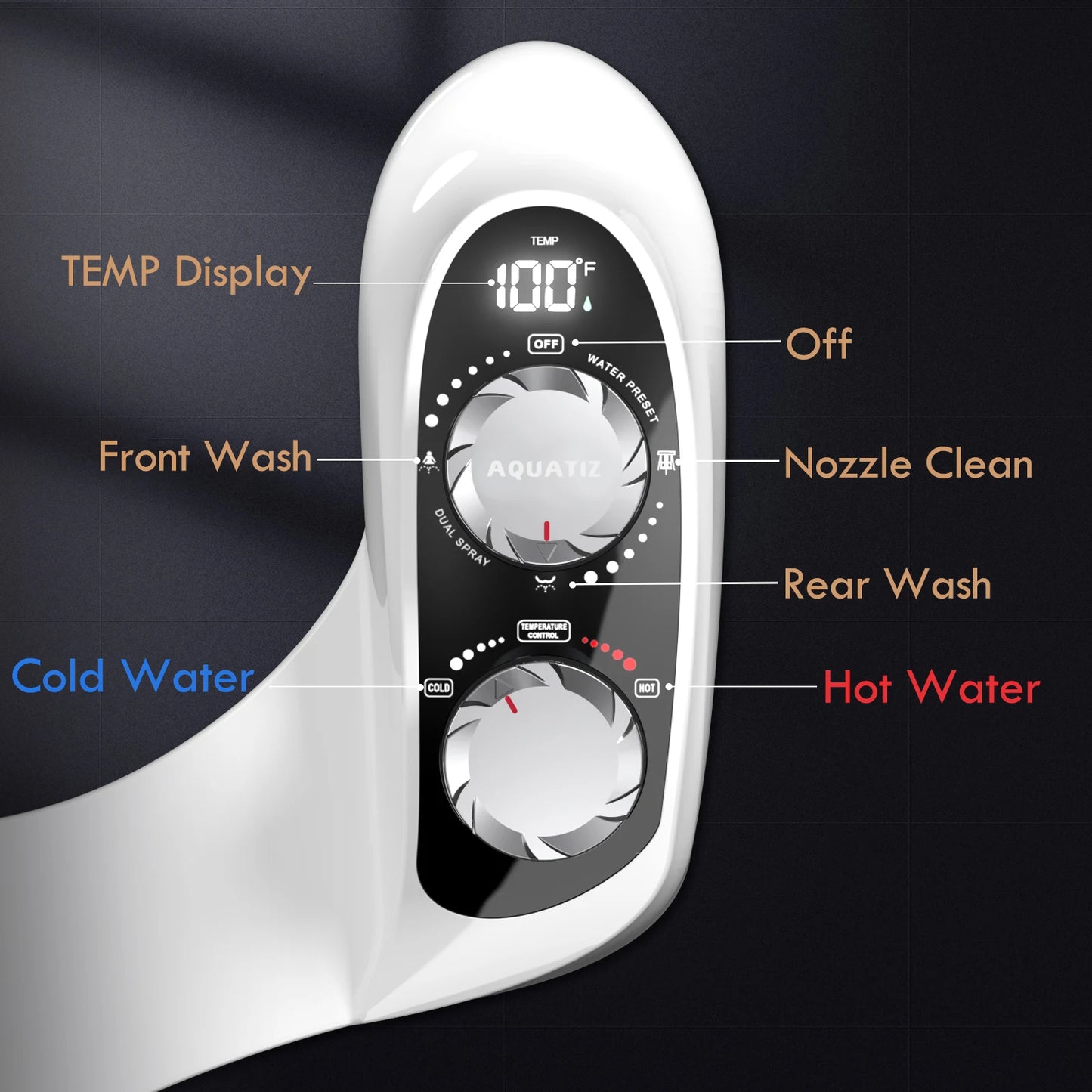 AQUATIZ Dual Temperature Non-Electric Bidet Attachment